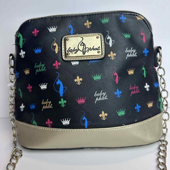 Baby Phat Multicolor Crown & Cat Print Crossbody Bag - Picture 1 of 8